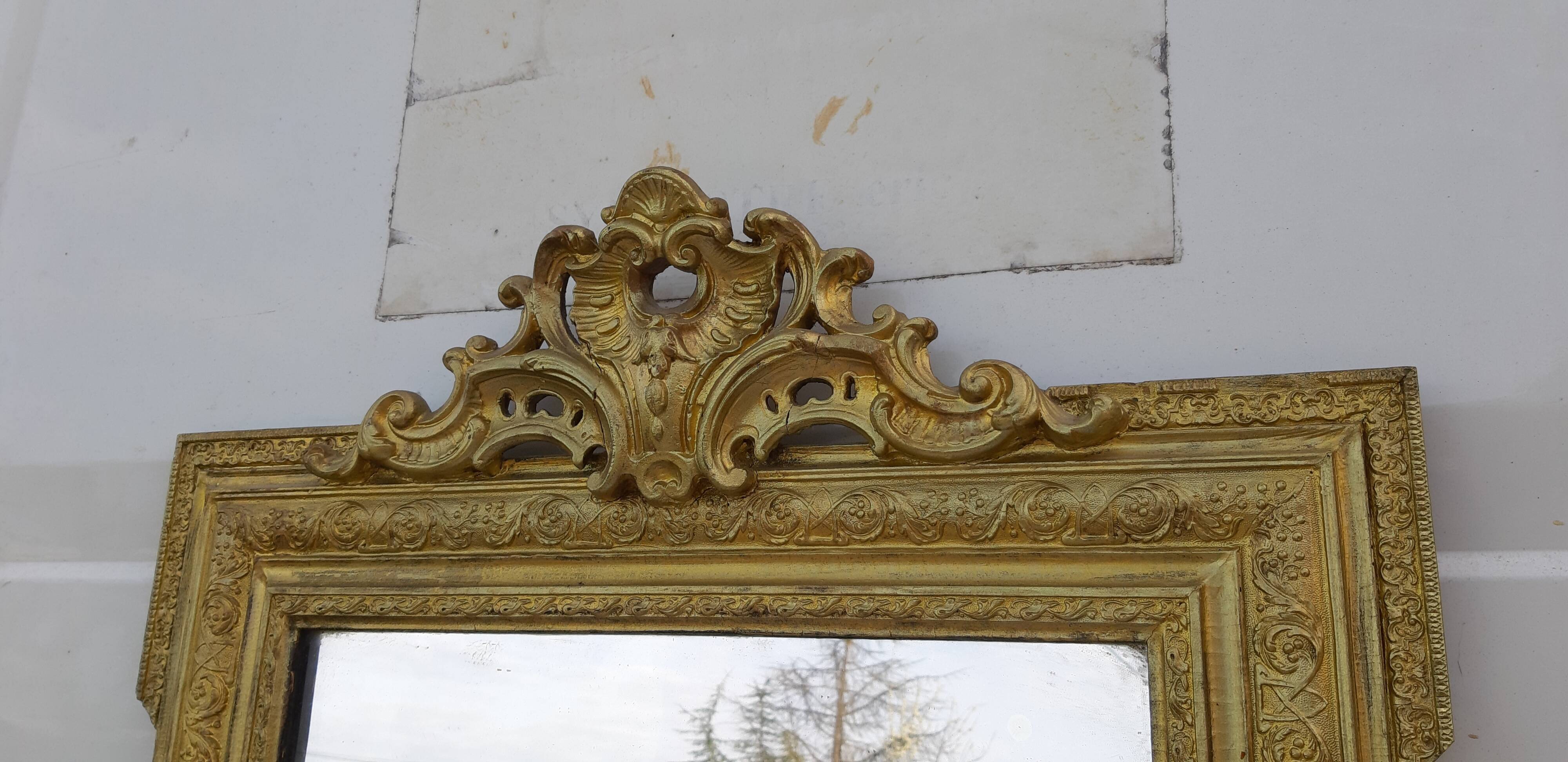 Mirror 19th wood and gilded stuk