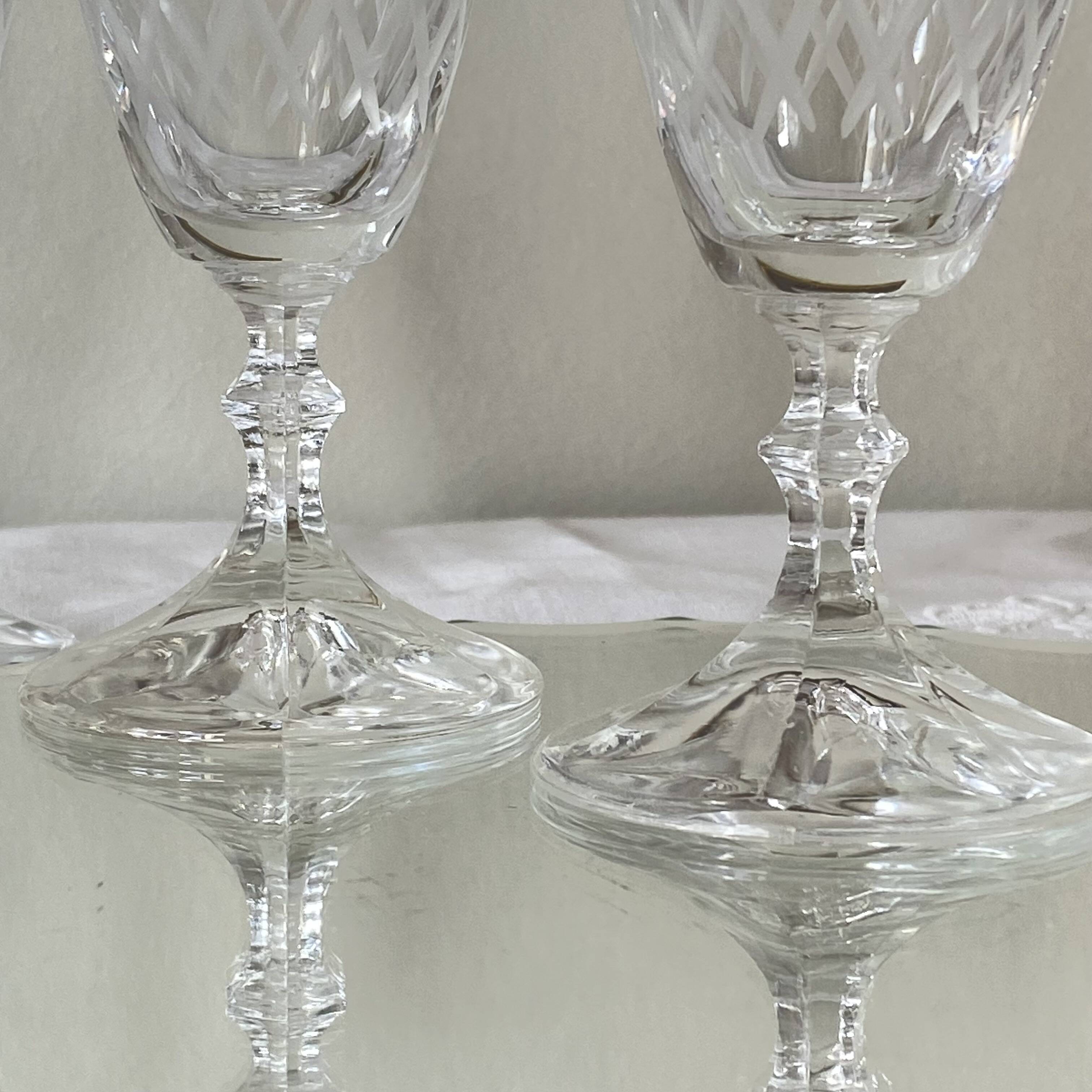 6 engraved antique champagne flutes