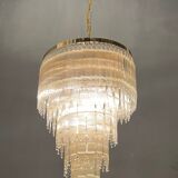 Mid-century italian brass acrylic chandelier lamp