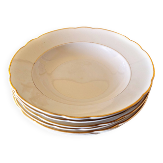 Villeroy & Boch Mettlach vintage cream soup plates with gold rim