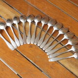 15 small silver metal spoons with rows of beads