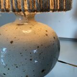 Vintage ball lamp in sandstone and rope lampshade