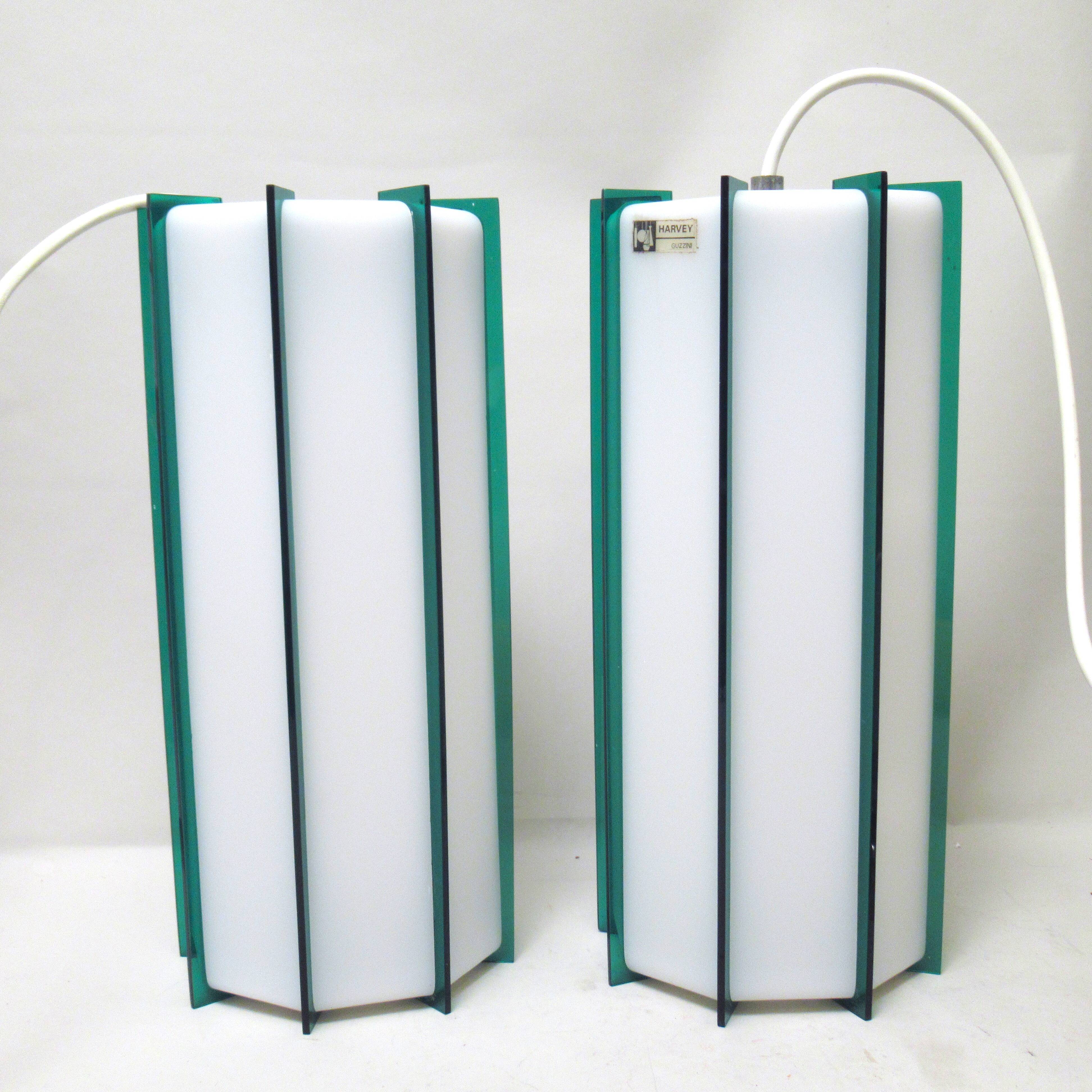 Two-tone white green pendant lamp Harvey Guzzini 60s