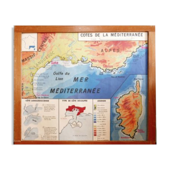 Carte scolaire de 1960 Editions MDI « Côtes de la Méditerranée