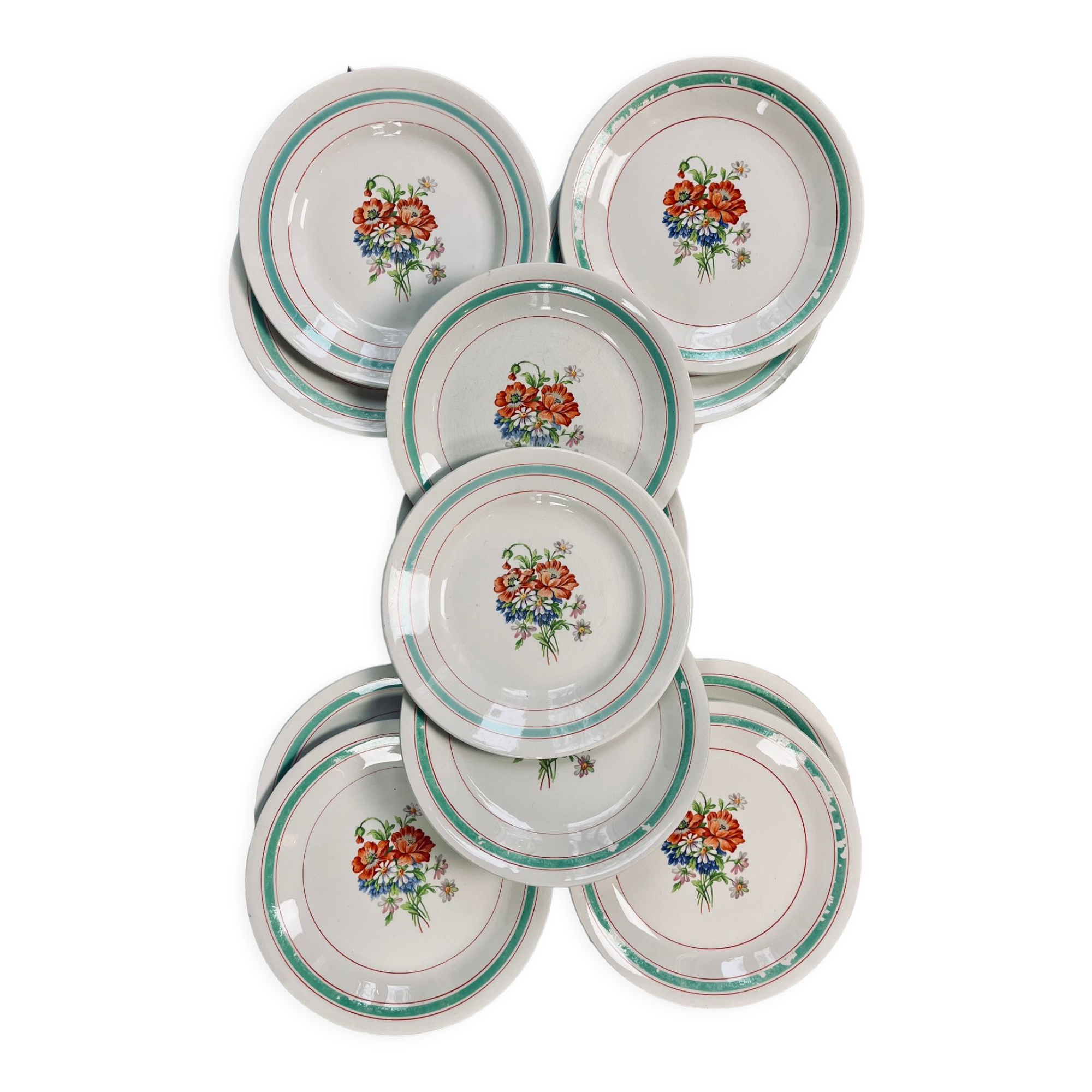 Set of 11 dessert plates Moulin des Loups Orchies