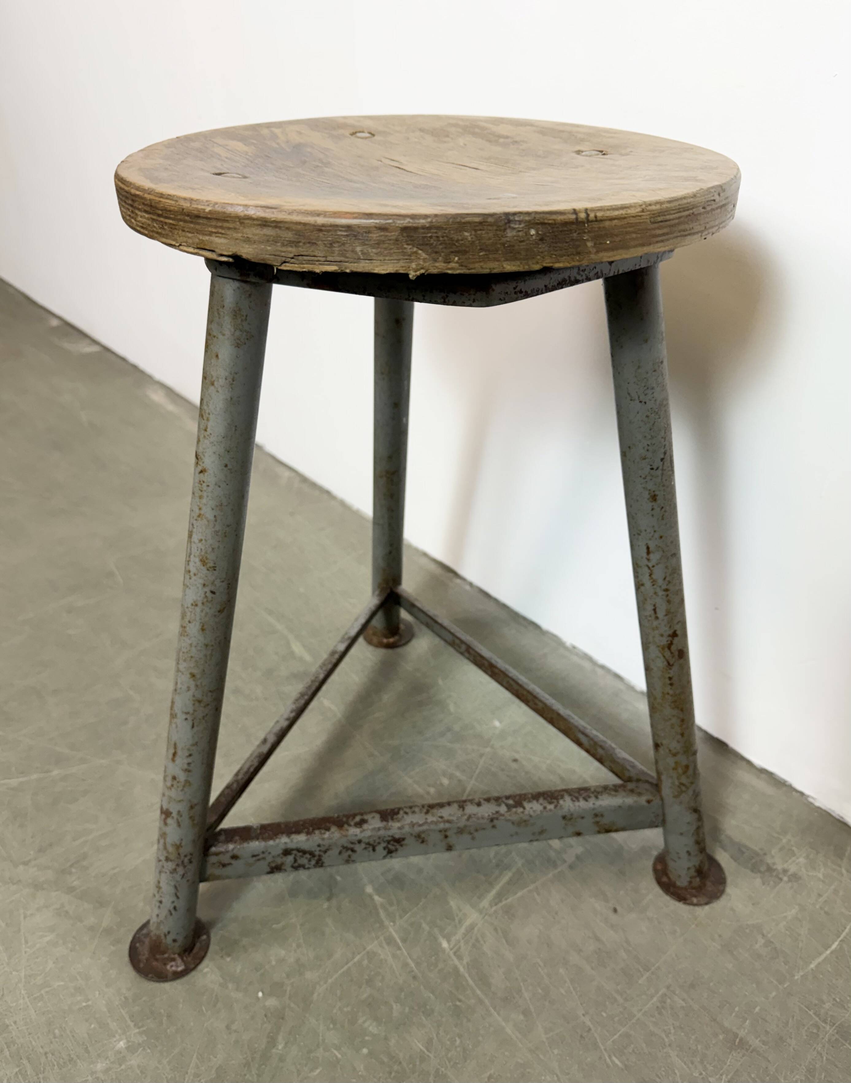 Grey Industrial Workshop Stool, 1960s