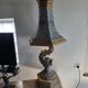 Monumental lamp with a dolphin in cast iron and lead scales - 110cm