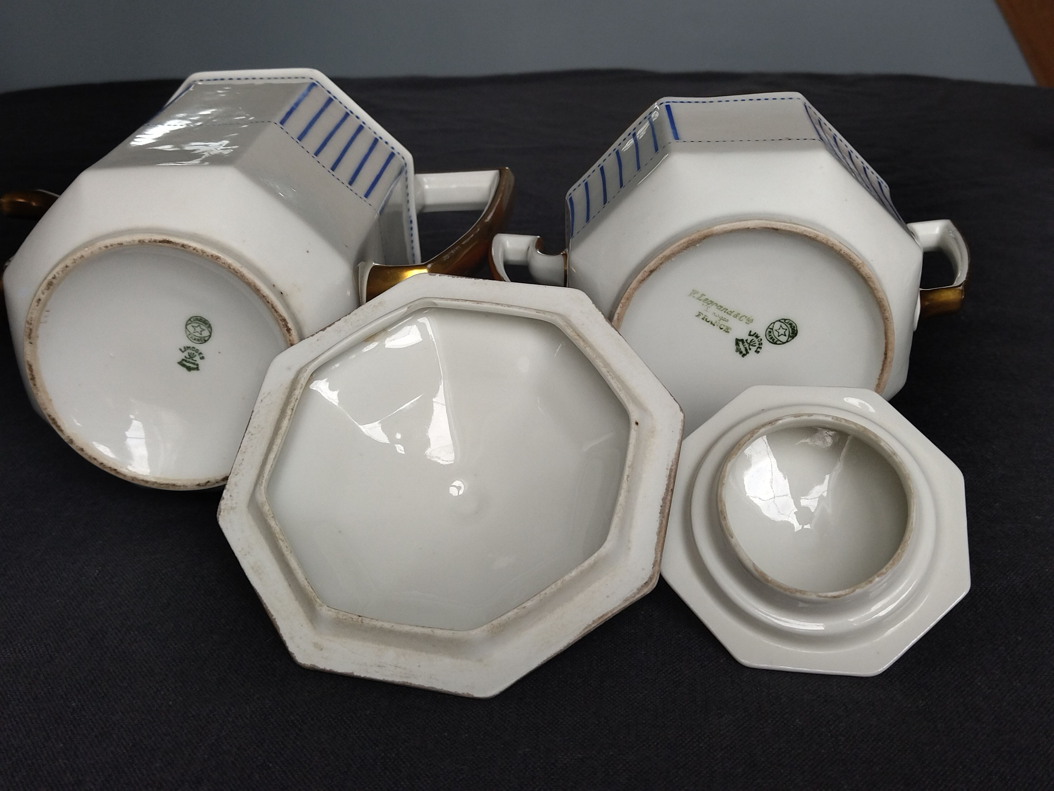 Service à thé en Porcelaine de Limoges F. Legrand and Cie art déco