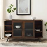 Modern Fluted Glass Door Sideboard with Curved Ends & Storage