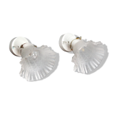 Pair of antique porcelain wall lights, vintage glass tulip