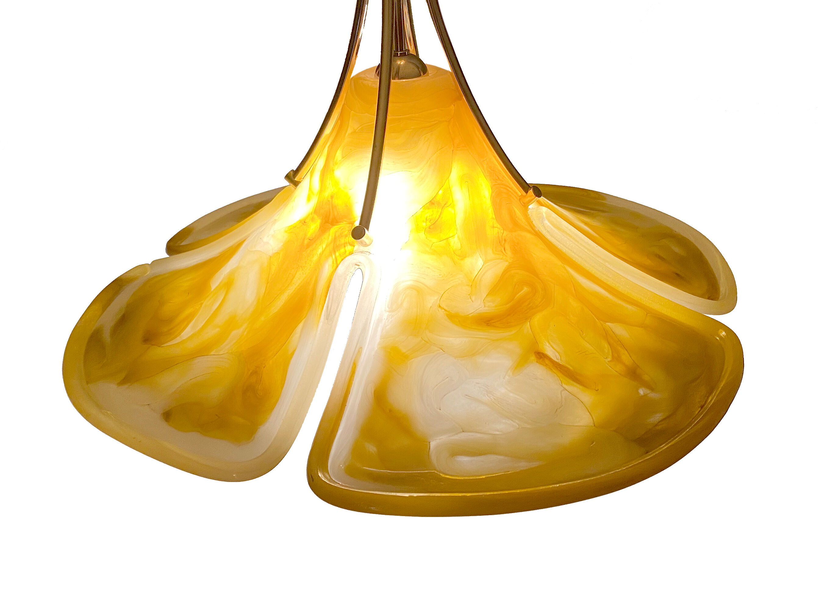 Adjustable vintage design XXL pendant lamp, brass plexiglass, 70s