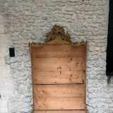 Antique mirror 169/105cm with pediments and pearl detailing in gold leaf.