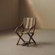 Foldable chair in solid wood and striped fabric, circa 1900.