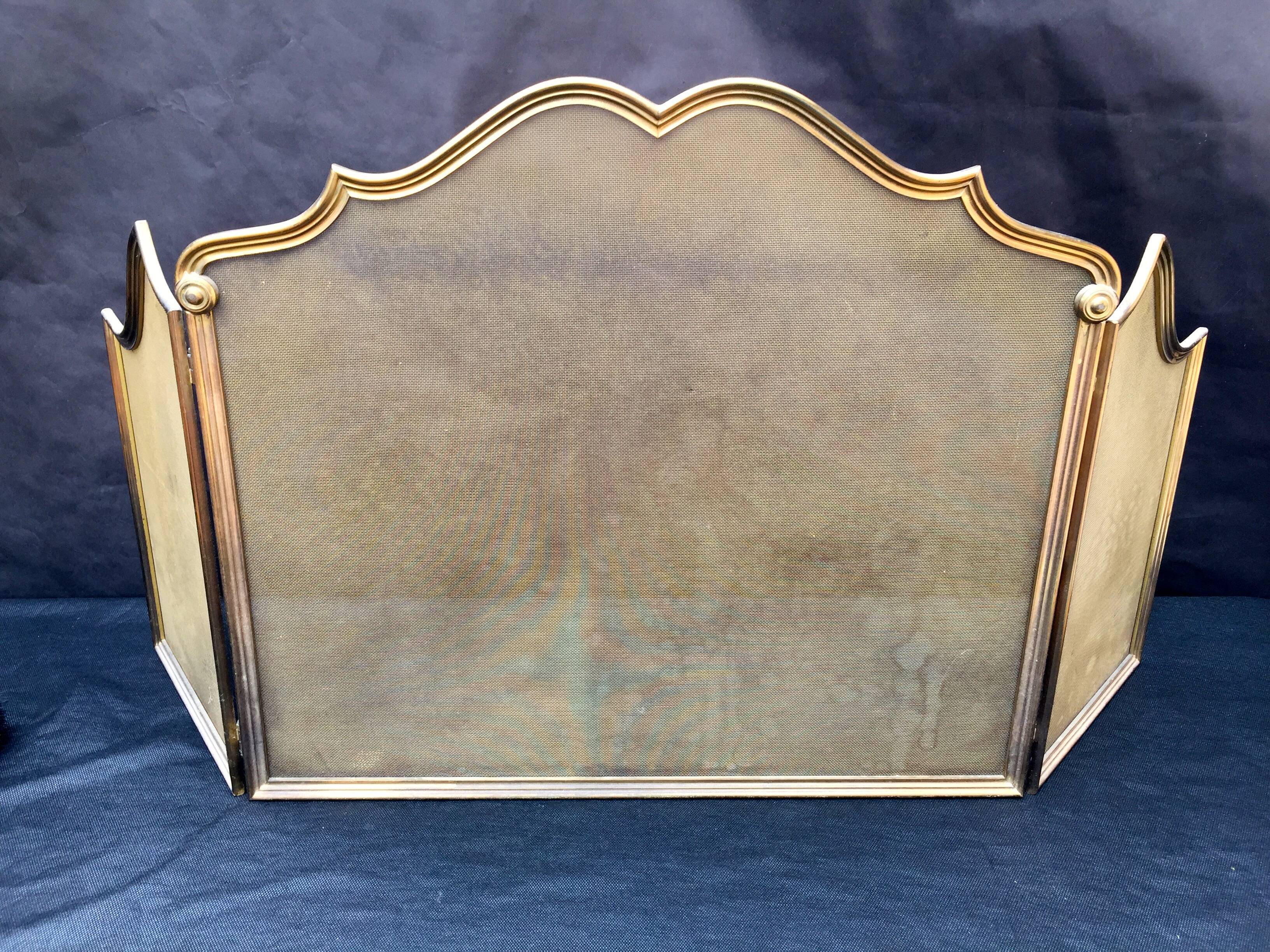 Old fire screen and accessories brass fireplace 1940 spark arrest fireplace firescreen