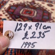 Old turkish kazak rug 129x91 cm vintage tribal carpet, red and blue large