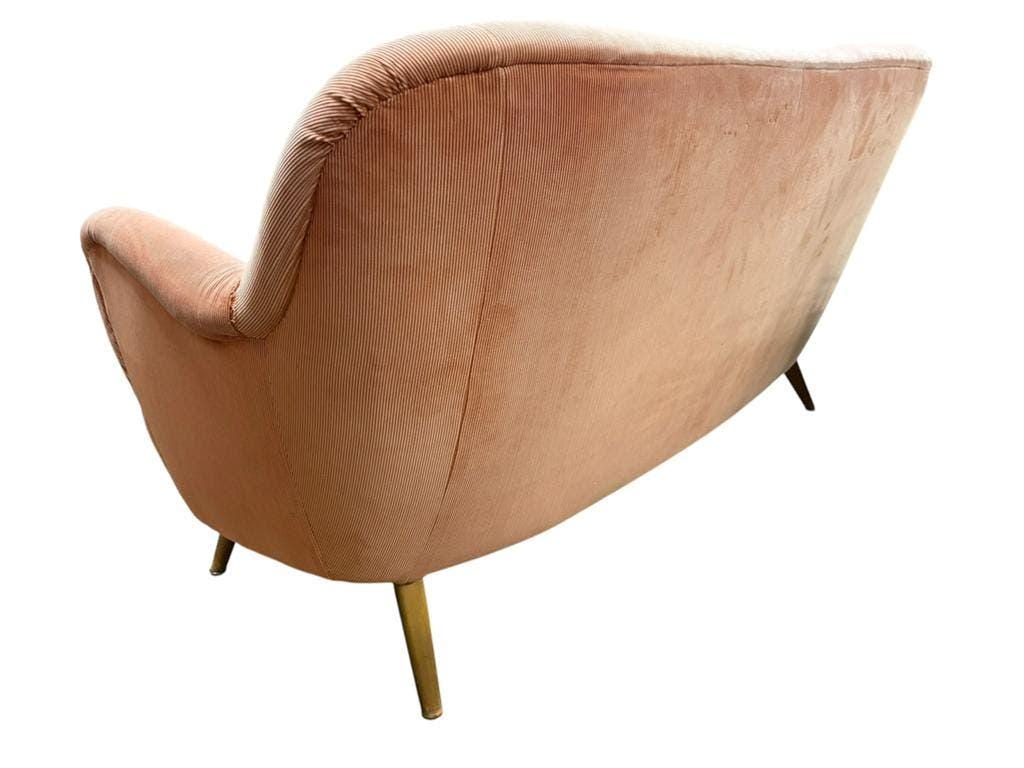 Vintage ribbed salmon pink sofa