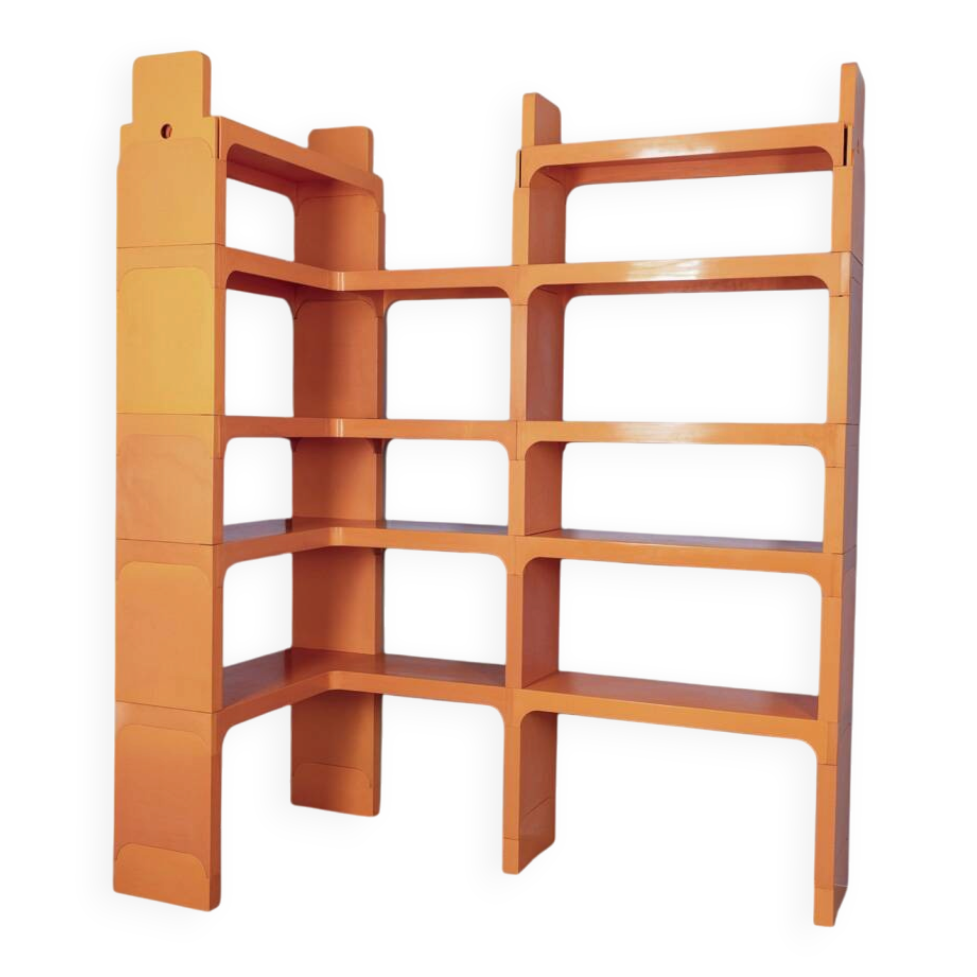 Vintage 1970s plastic corner bookcase designed by Olaf Von Bohr for Kartell