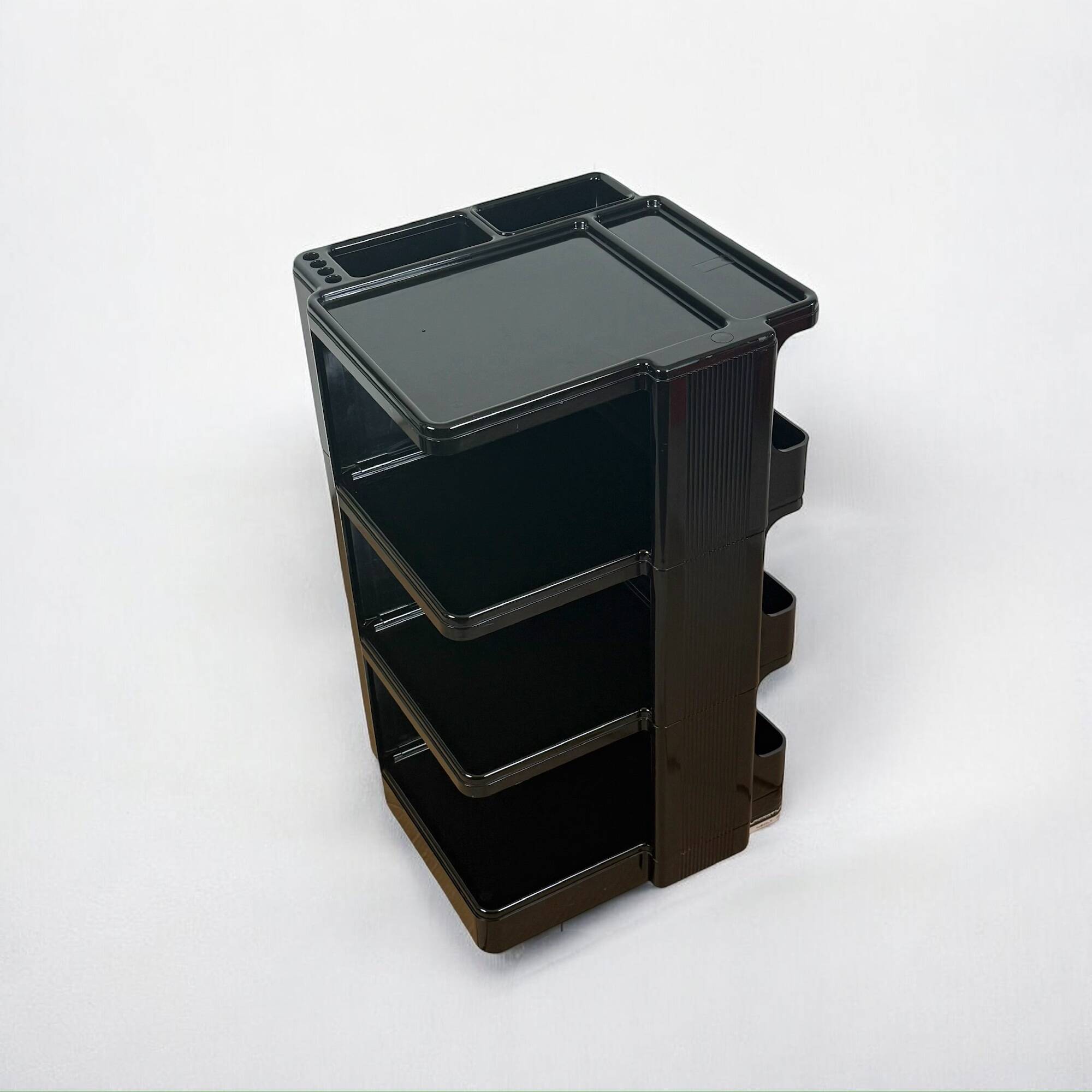 Neolt Superstile Trolley Tall 1970s Italian Design in Glossy Black