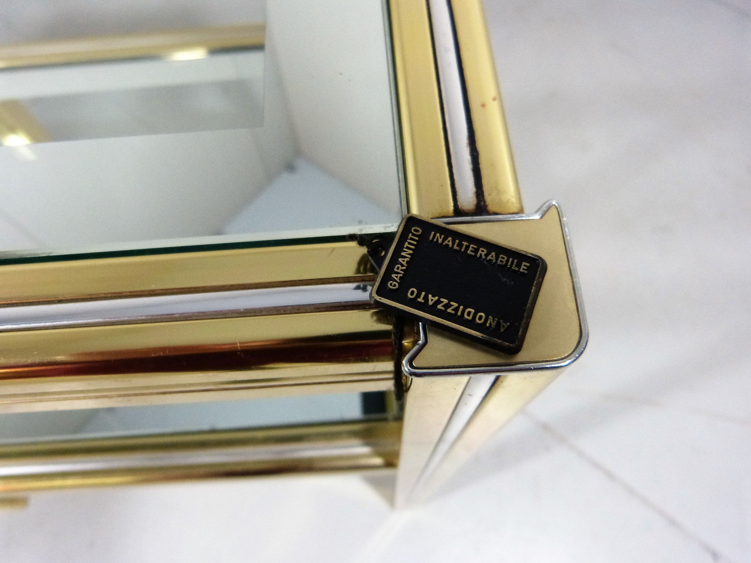 Italian glass & brass side table 1970