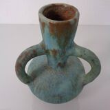 German studio ceramic handle vase by Lu & Gerd Grove, Lübeck, 1960s