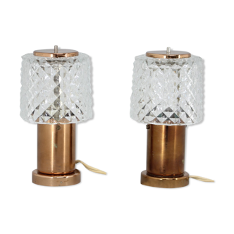 1970s pair of copper table lamps by kamenický šeno, czechoslovakia