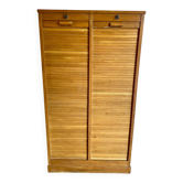 Meuble classeur vintage à double rideau chêne Charles Schneider Betschdorf