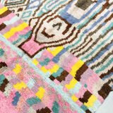Moroccan Berber rug Boujaad ecru with multicolored patterns 305x212cm