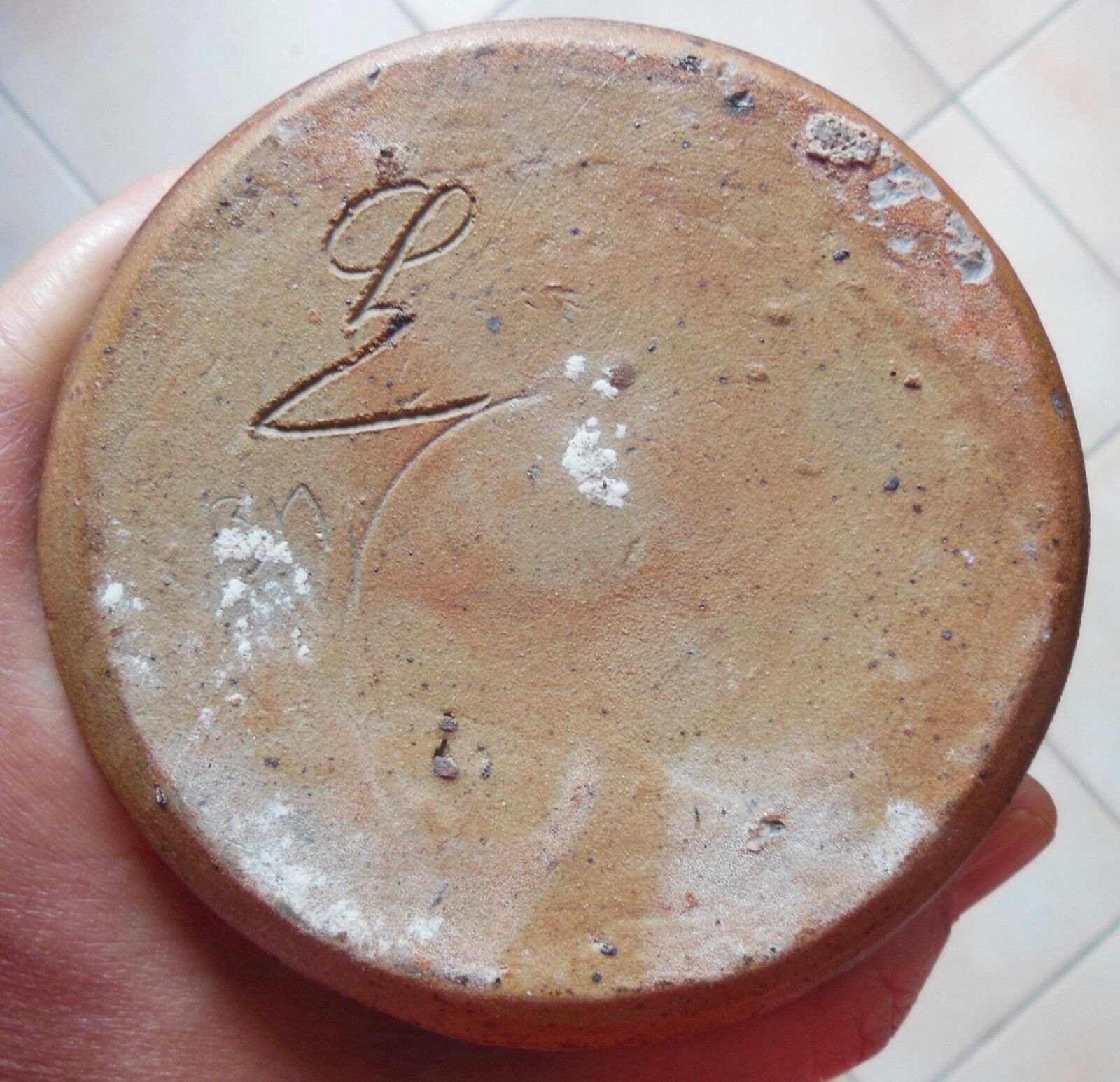 Lamp foot in vintage stoneware 50-60s, signature to be identified