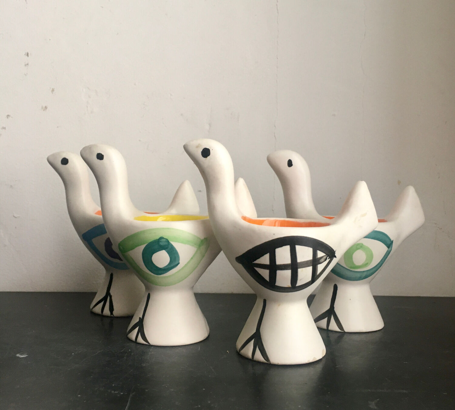 4 Lili Valentin Vallauris egg cups