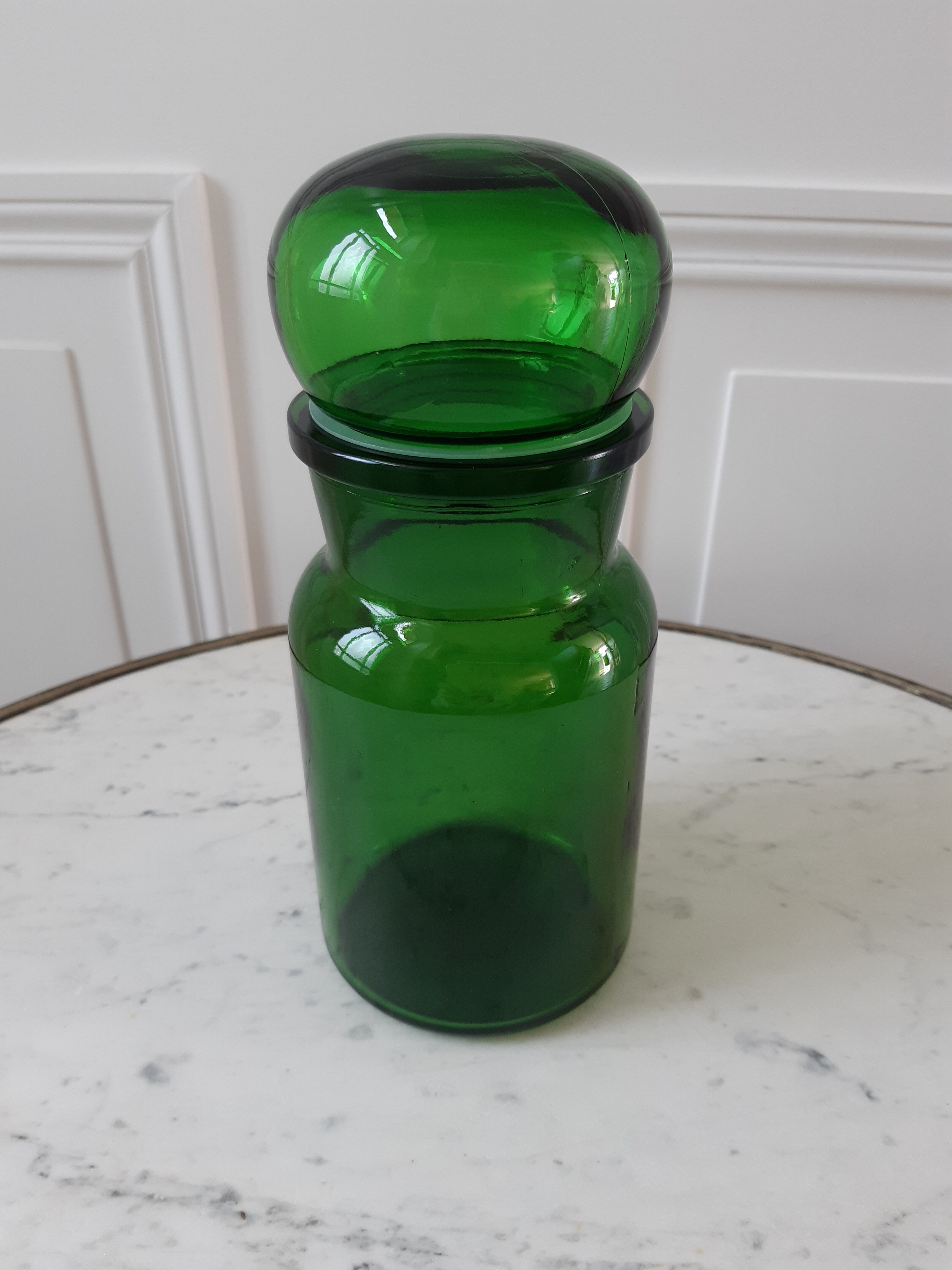 Pot d’apothicaire vert vintage années 70