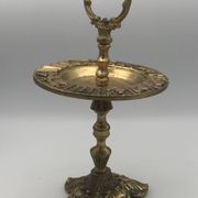Vintage solid brass ashtray with zodiac sign decor