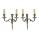Pair of empire style double light wall lights in silvered bronze. the 50's