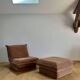 Vintage armchair and ottoman, brown velvet, Switzerland 1960