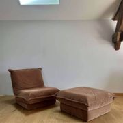 Vintage armchair and ottoman, brown velvet, Switzerland 1960