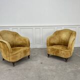 Pair of yellow velvet armchairs from the 1970s