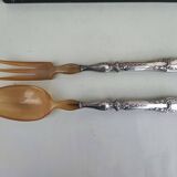 Sterling silver and horn salad servers