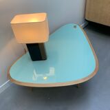 Coffee table 50s, oak - top in lacquer mineral green