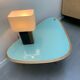 Coffee table 50s, oak - top in lacquer mineral green