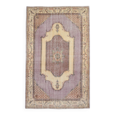 Tapis persan vintage boho oriental lilas et beige, 176x282 cm