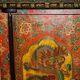 Vintage Chinese wardrobe painted with pagoda and drawers.