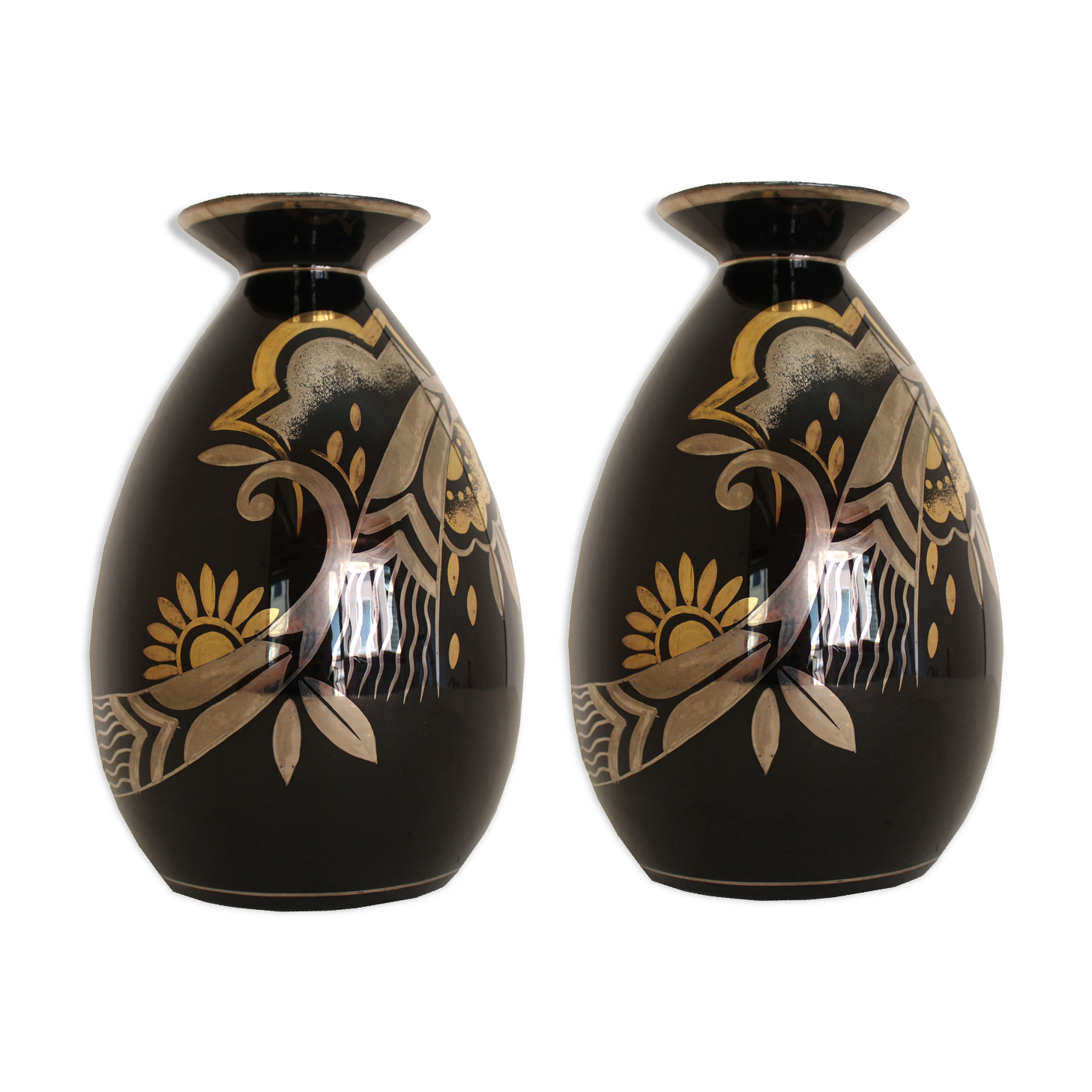 Art deco vases signed Bosh, Made in Belgium "D 1780-945"