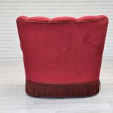 1960s, Danish relax armchair, original condition, red furniture velour.