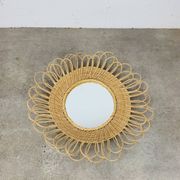 Miroir soleil rotin vintage années 60