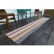 1970s Vintage Turkish Oushak Handmade Wool Cotton Beige Runner Rug 51x280