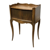 Chevet à rideaux de style Louis XV en hêtre des années 1950