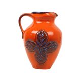 Vase vintage émaillé orange et bleu d'Allemagne de l'Ouest Carstens 116-2L