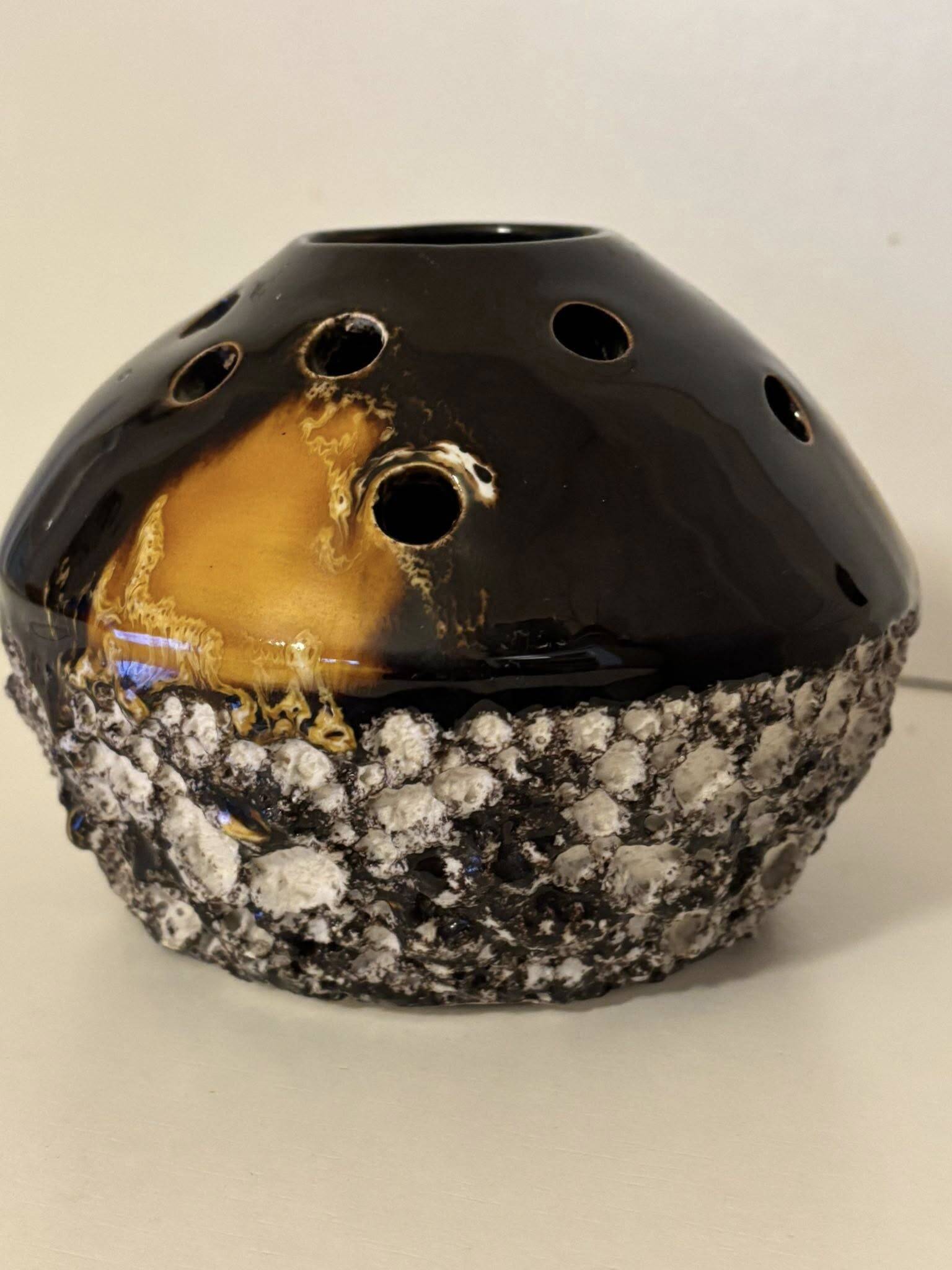 Antique Fat Lava Ceramic Flower Pick