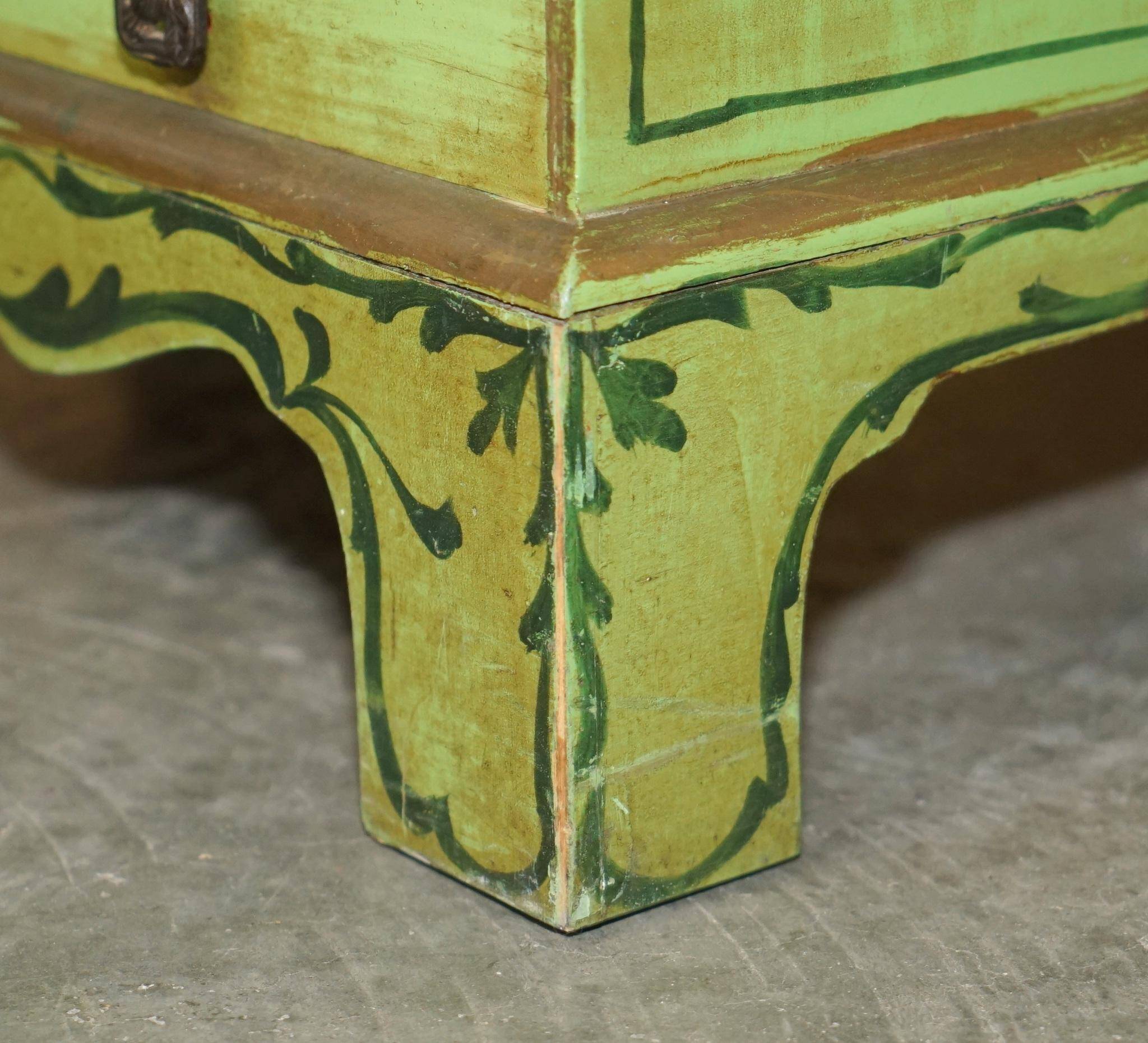 Pair of Waterfall Regency Sheraton antique bookshelves hand-painted.