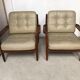 Fauteuils scandinaves cuir et teck années 60/70