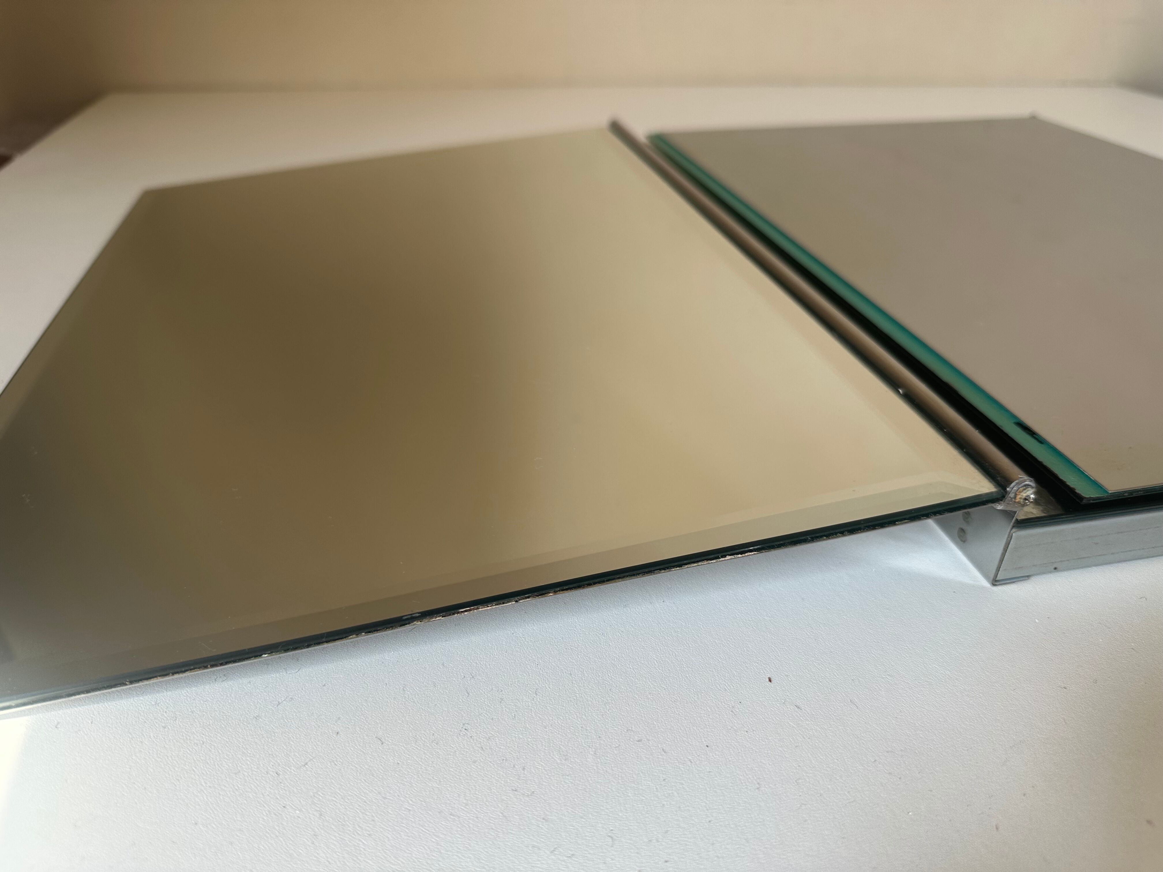 Modernist triptych mirror vintage design 70s